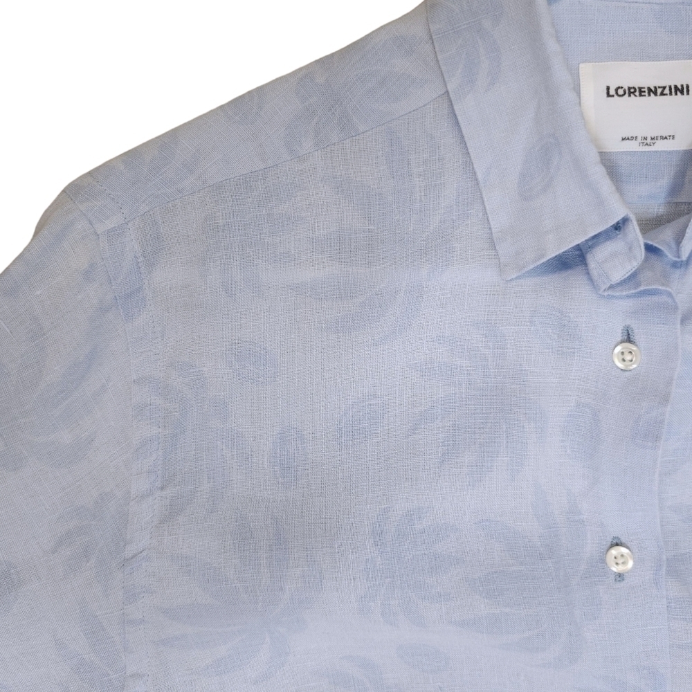 Lorenzini Blue Linen Button Fown Shirt - Picture 7 of 8